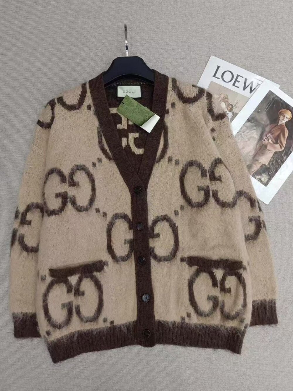 Authentic Gucci GG Mohair Wool Reversible Cardigan